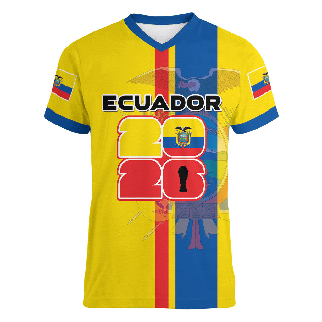 Custom Ecuador Football 2026 Women V-Neck T-Shirt South American Pride