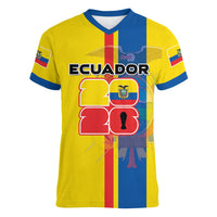 Custom Ecuador Football 2026 Women V-Neck T-Shirt South American Pride