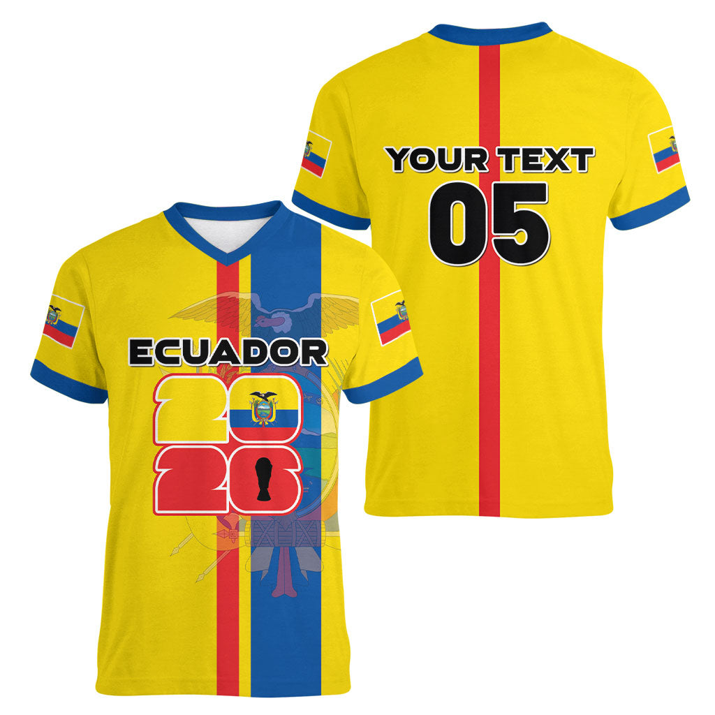 Custom Ecuador Football 2026 Women V-Neck T-Shirt South American Pride