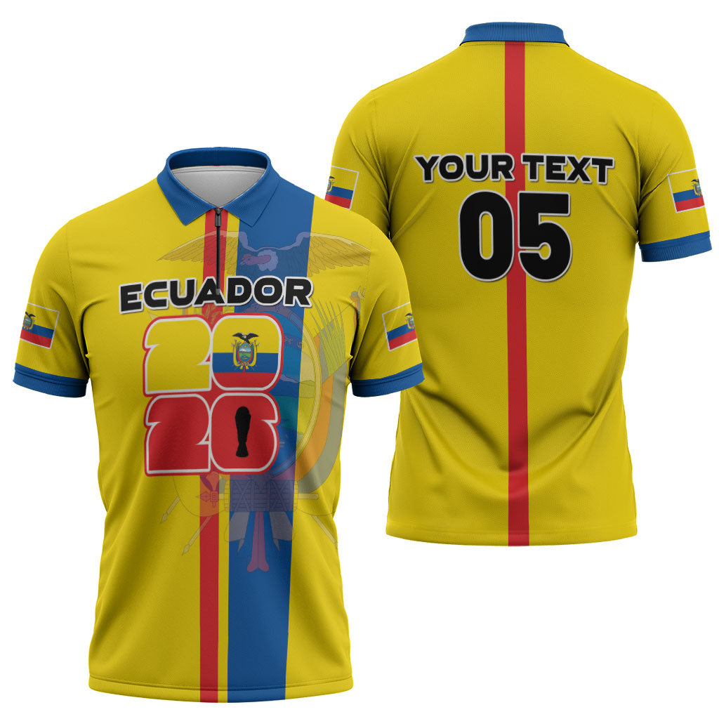 Custom Ecuador Football 2026 Zipper Polo Shirt South American Pride