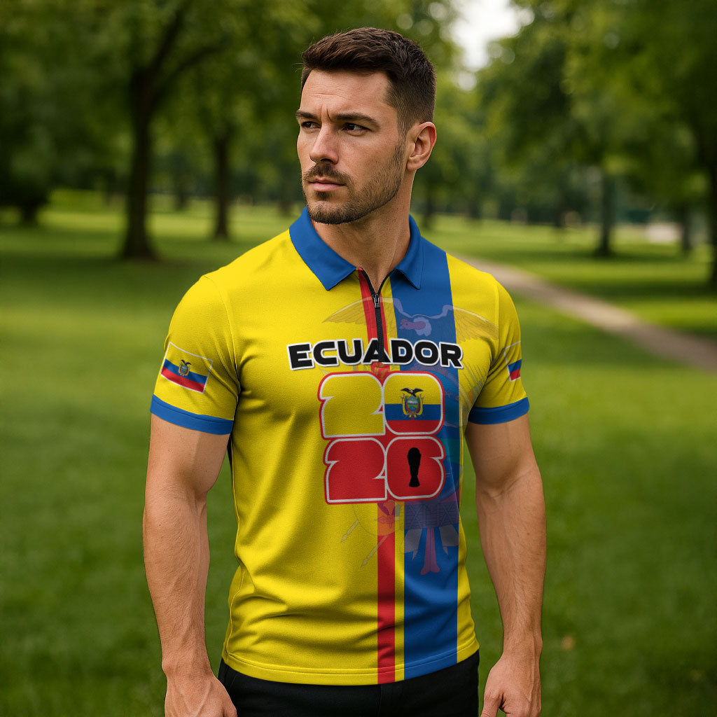 Custom Ecuador Football 2026 Zipper Polo Shirt South American Pride