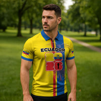 Custom Ecuador Football 2026 Zipper Polo Shirt South American Pride