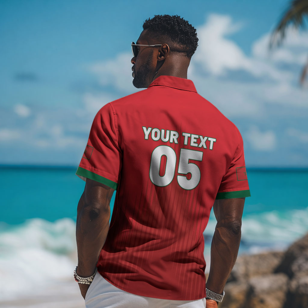 Custom Morocco Football 2026 Hawaiian Shirt Atlas Lions Breathtaking Victory Red Version LT05