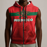 Custom Morocco Football 2026 Sleeveless Zip Hoodie Atlas Lions Breathtaking Victory Red Version