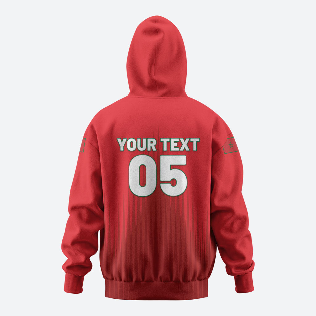 Custom Morocco Football 2026 Zip Hoodie Atlas Lions Breathtaking Victory Red Version