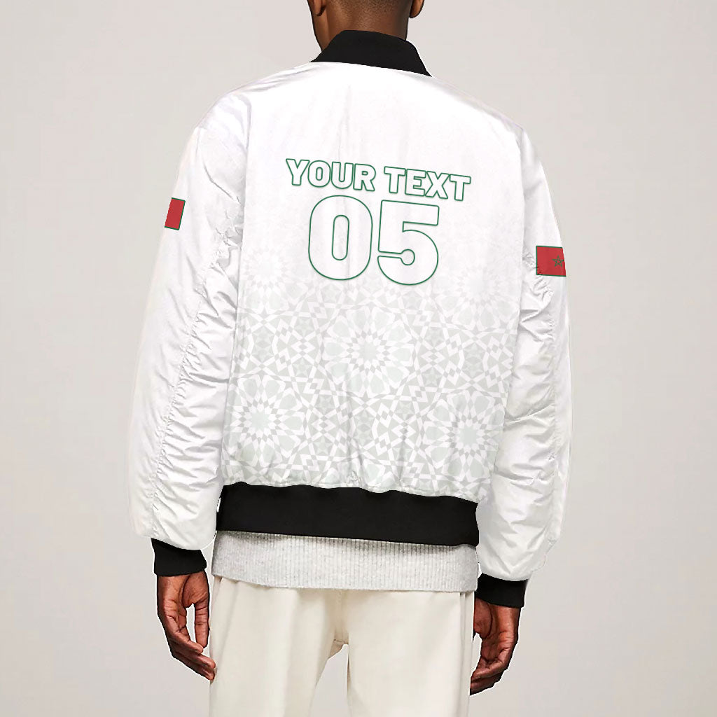 Custom Morocco Football 2026 Bomber Jacket Atlas Lions Breathtaking Victory White Version