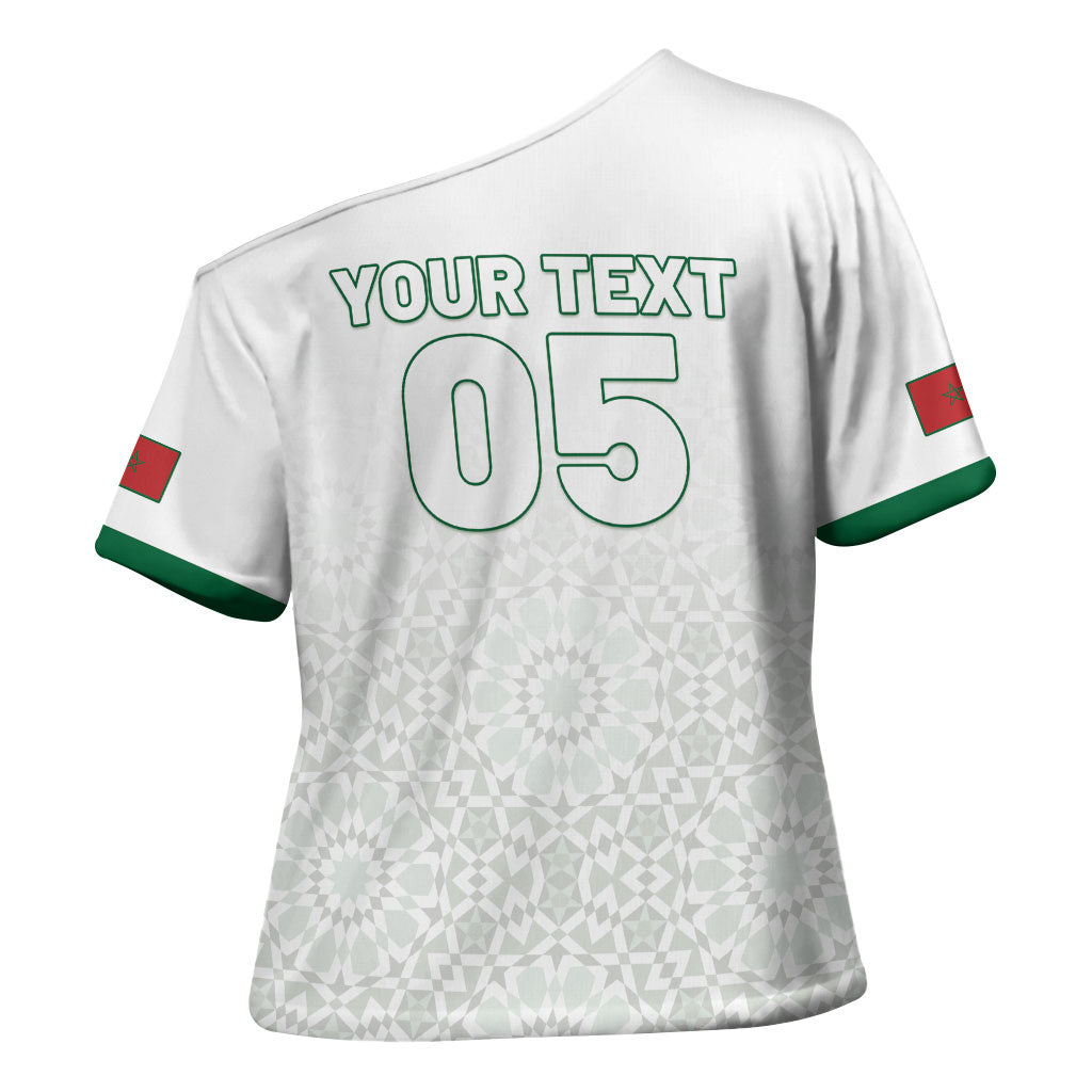 Custom Morocco Football 2026 Cross Shoulder Shirt Atlas Lions Breathtaking Victory White Version