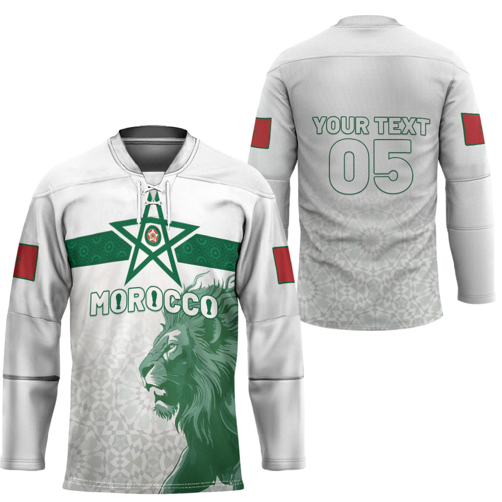 Custom Morocco Football 2026 Hockey Jersey Atlas Lions Breathtaking Victory White Version