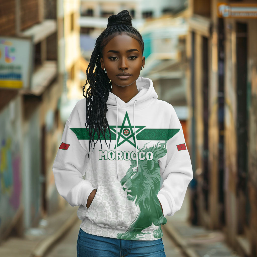 Custom Morocco Football 2026 Hoodie Atlas Lions Breathtaking Victory White Version
