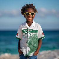 Custom Morocco Football 2026 Kid Hawaiian Shirt Atlas Lions Breathtaking Victory White Version