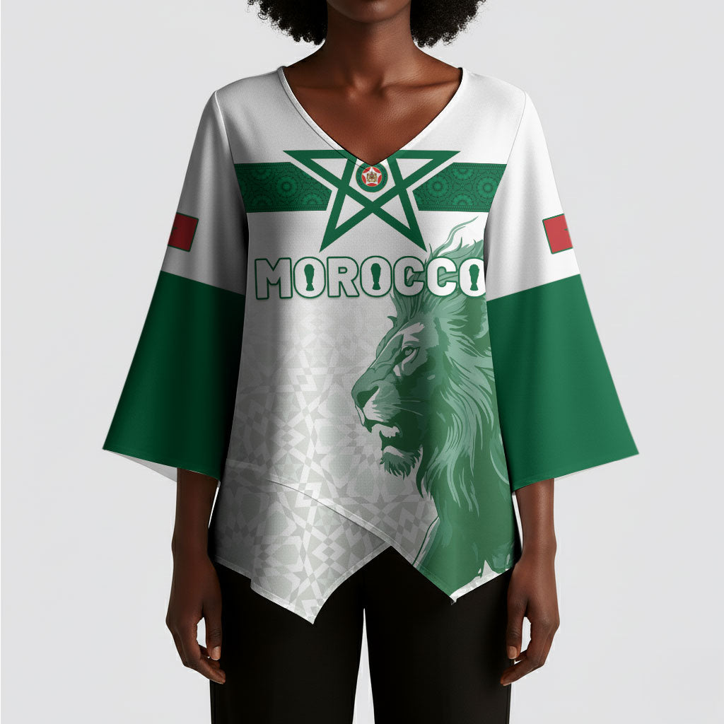 Custom Morocco Football 2026 Kimono Sleeve Blouse Atlas Lions Breathtaking Victory White Version