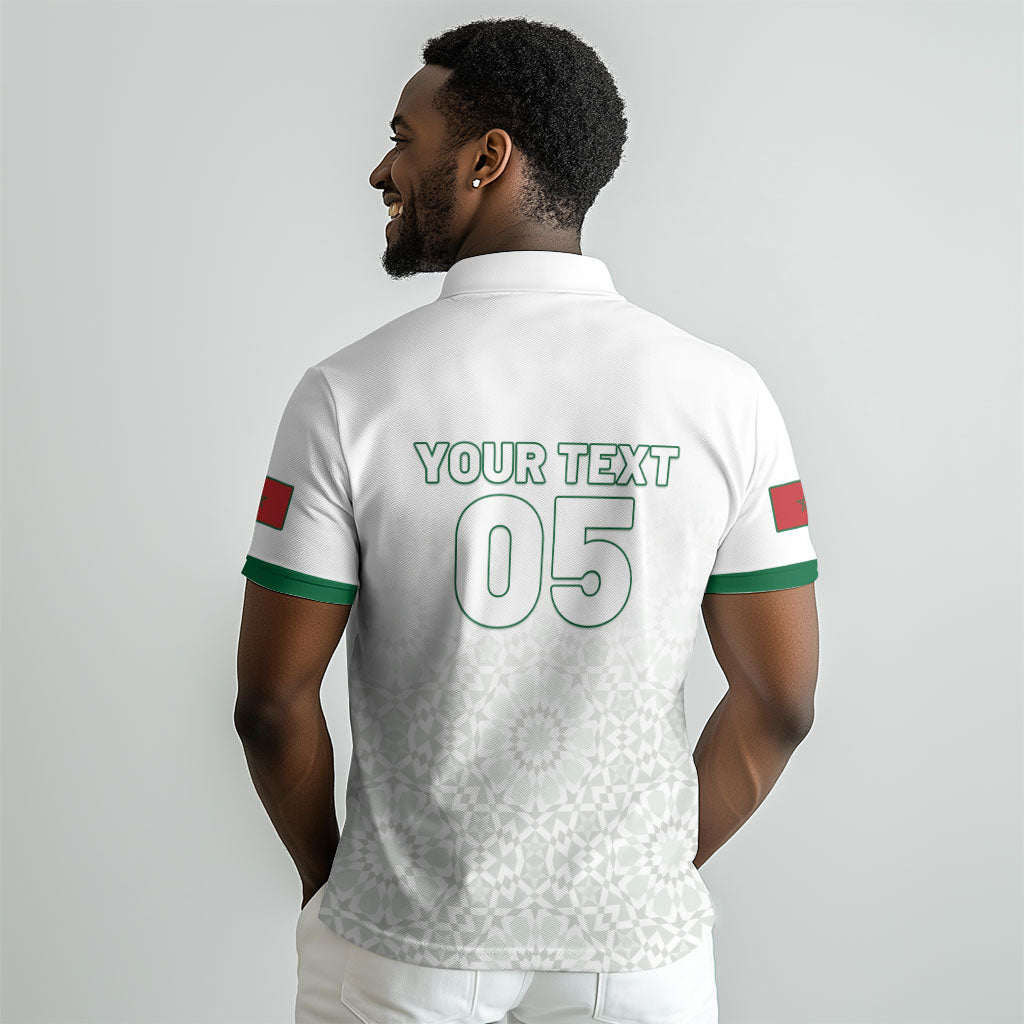 Custom Morocco Football 2026 Polo Shirt Atlas Lions Breathtaking Victory White Version LT05