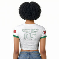 Custom Morocco Football 2026 Raglan Cropped T shirt Atlas Lions Breathtaking Victory White Version