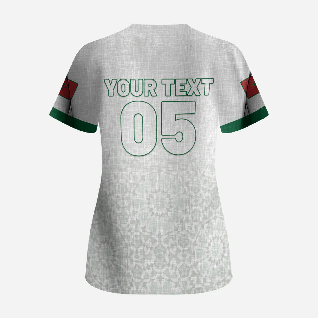Custom Morocco Football 2026 Scrub Top Atlas Lions Breathtaking Victory White Version