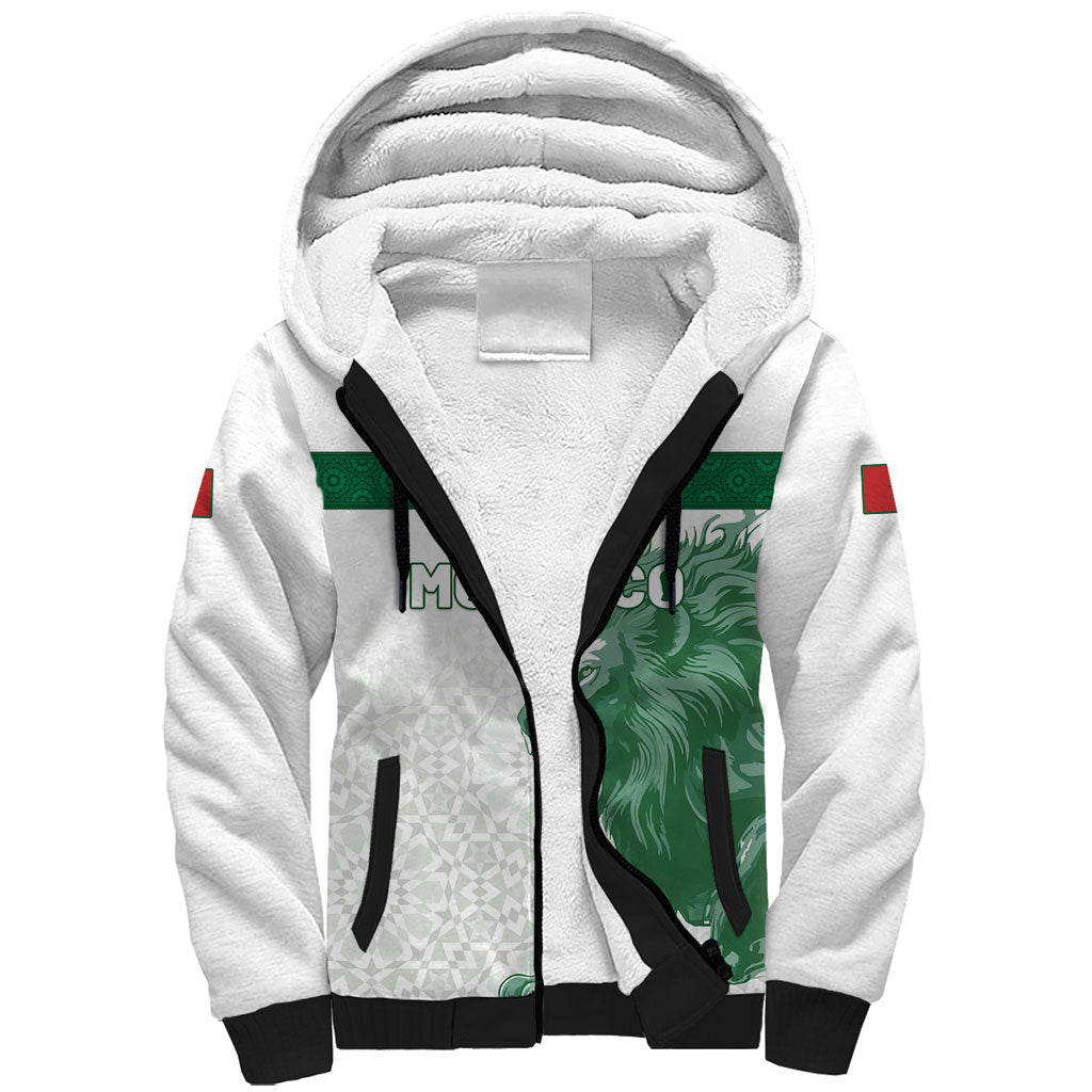 Custom Morocco Football 2026 Sherpa Hoodie Atlas Lions Breathtaking Victory White Version