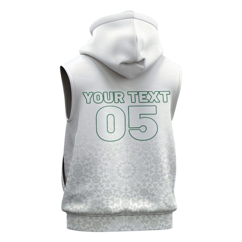 Custom Morocco Football 2026 Sleeveless Zip Hoodie Atlas Lions Breathtaking Victory White Version