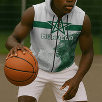 Custom Morocco Football 2026 Sleeveless Zip Hoodie Atlas Lions Breathtaking Victory White Version