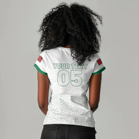 Custom Morocco Football 2026 Women V-Neck T-Shirt Atlas Lions Breathtaking Victory White Version