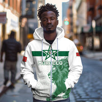 Custom Morocco Football 2026 Zip Hoodie Atlas Lions Breathtaking Victory White Version