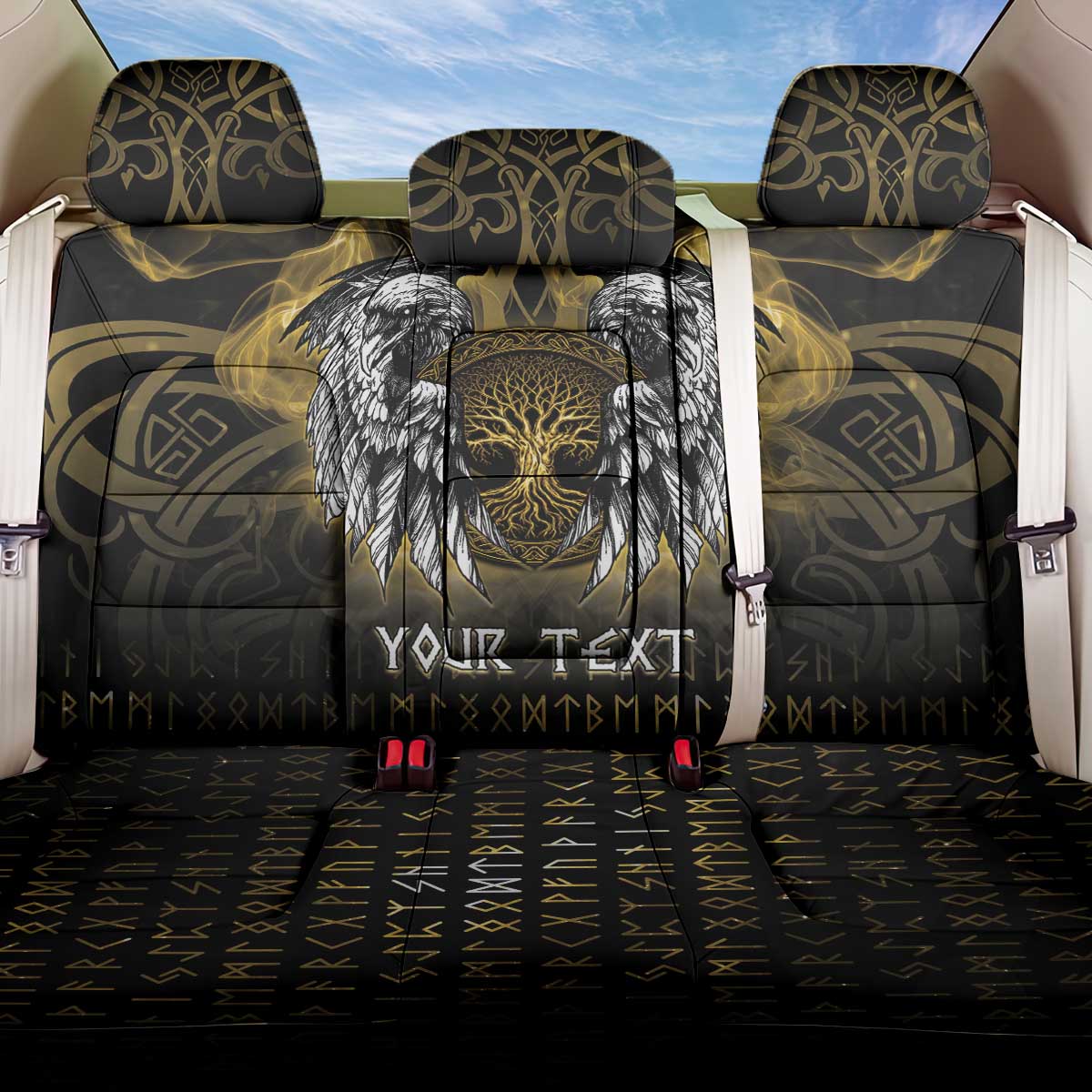 Personalized Cornwall Celtic Chough Back Car Seat Cover With Tree Of Life - Wonder Print Shop