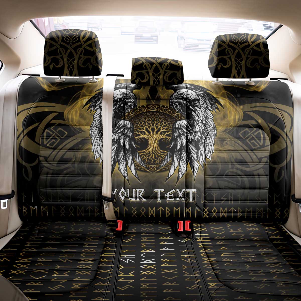 Personalized Cornwall Celtic Chough Back Car Seat Cover With Tree Of Life - Wonder Print Shop