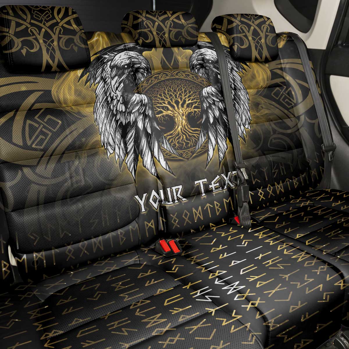 Personalized Cornwall Celtic Chough Back Car Seat Cover With Tree Of Life - Wonder Print Shop