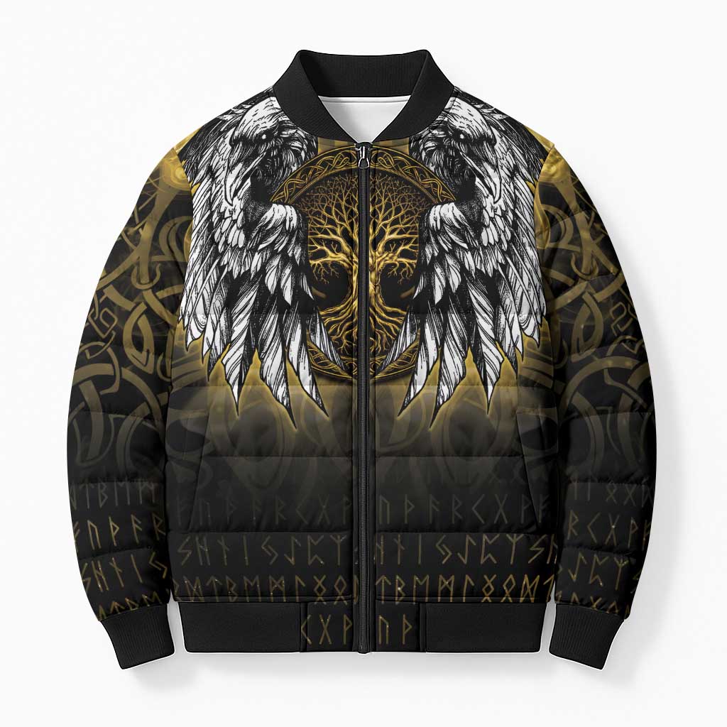 Personalized Cornwall Celtic Chough Bomber Puffer Jacket With Tree Of Life - Wonder Print Shop