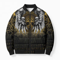 Personalized Cornwall Celtic Chough Bomber Puffer Jacket With Tree Of Life - Wonder Print Shop