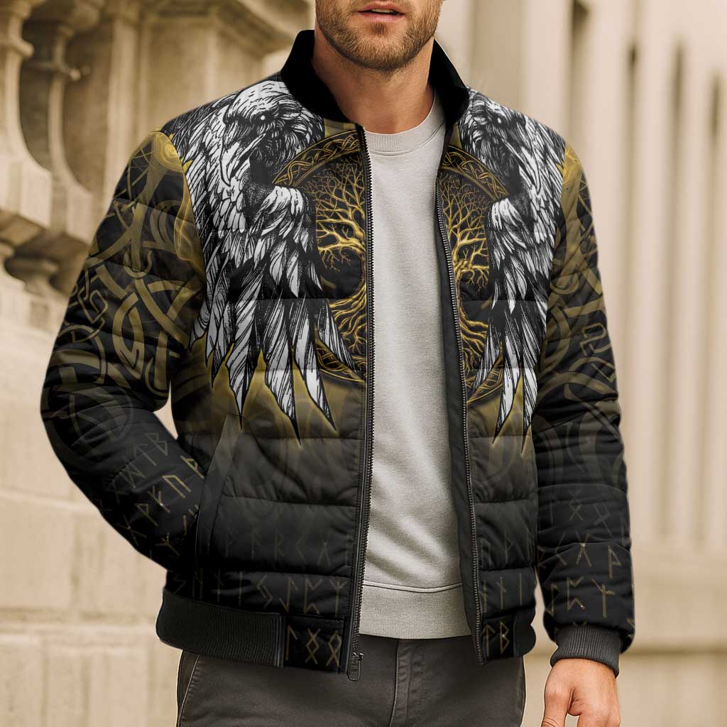 Personalized Cornwall Celtic Chough Bomber Puffer Jacket With Tree Of Life - Wonder Print Shop