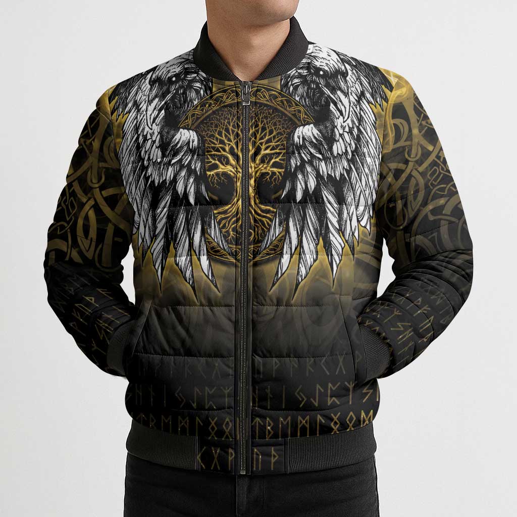 Personalized Cornwall Celtic Chough Bomber Puffer Jacket With Tree Of Life - Wonder Print Shop