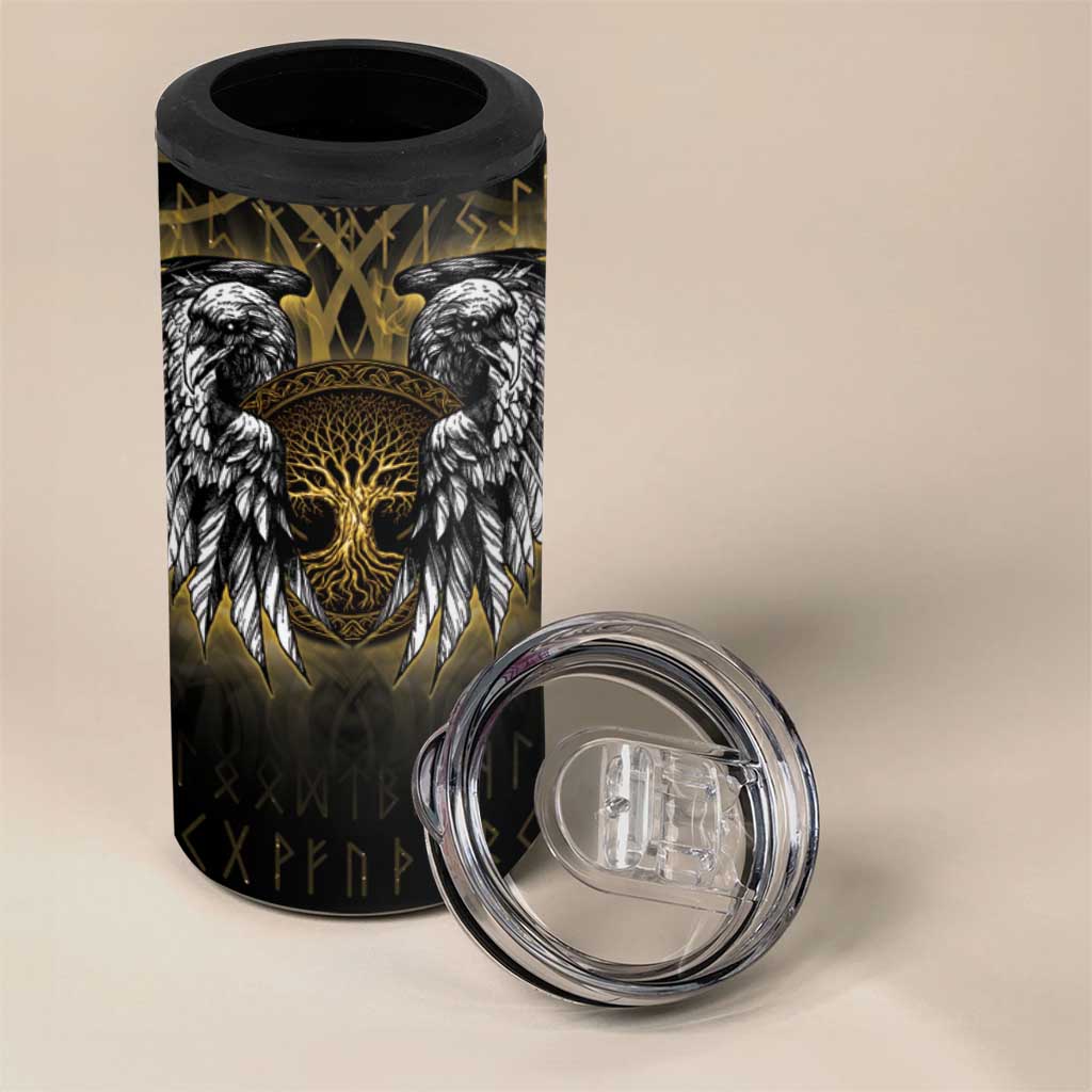 Personalized Cornwall Celtic Chough 4 in 1 Can Cooler Tumbler With Tree Of Life - Wonder Print Shop
