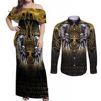 Personalized Cornwall Celtic Chough Couples Matching Off Shoulder Maxi Dress and Long Sleeve Button Shirt With Tree Of Life - Wonder Print Shop