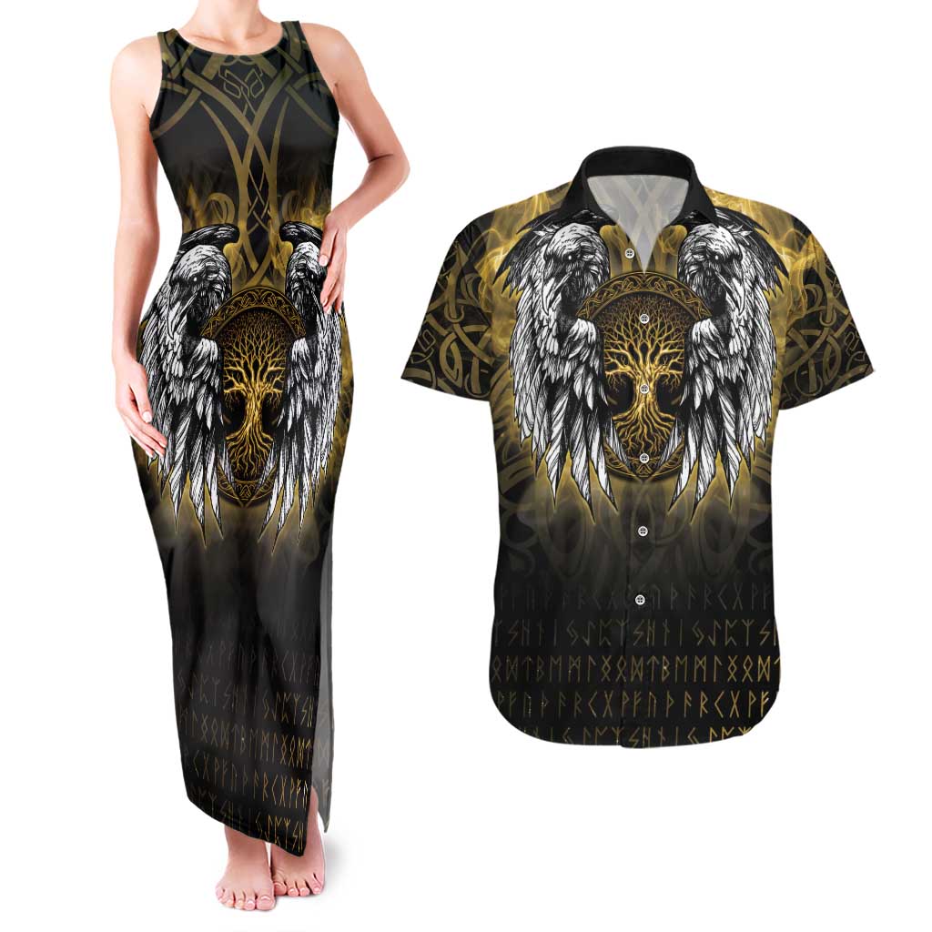 Personalized Cornwall Celtic Chough Couples Matching Tank Maxi Dress and Hawaiian Shirt With Tree Of Life - Wonder Print Shop