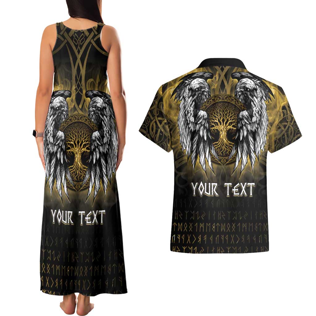 Personalized Cornwall Celtic Chough Couples Matching Tank Maxi Dress and Hawaiian Shirt With Tree Of Life - Wonder Print Shop