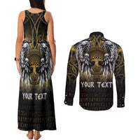 Personalized Cornwall Celtic Chough Couples Matching Tank Maxi Dress and Long Sleeve Button Shirt With Tree Of Life - Wonder Print Shop