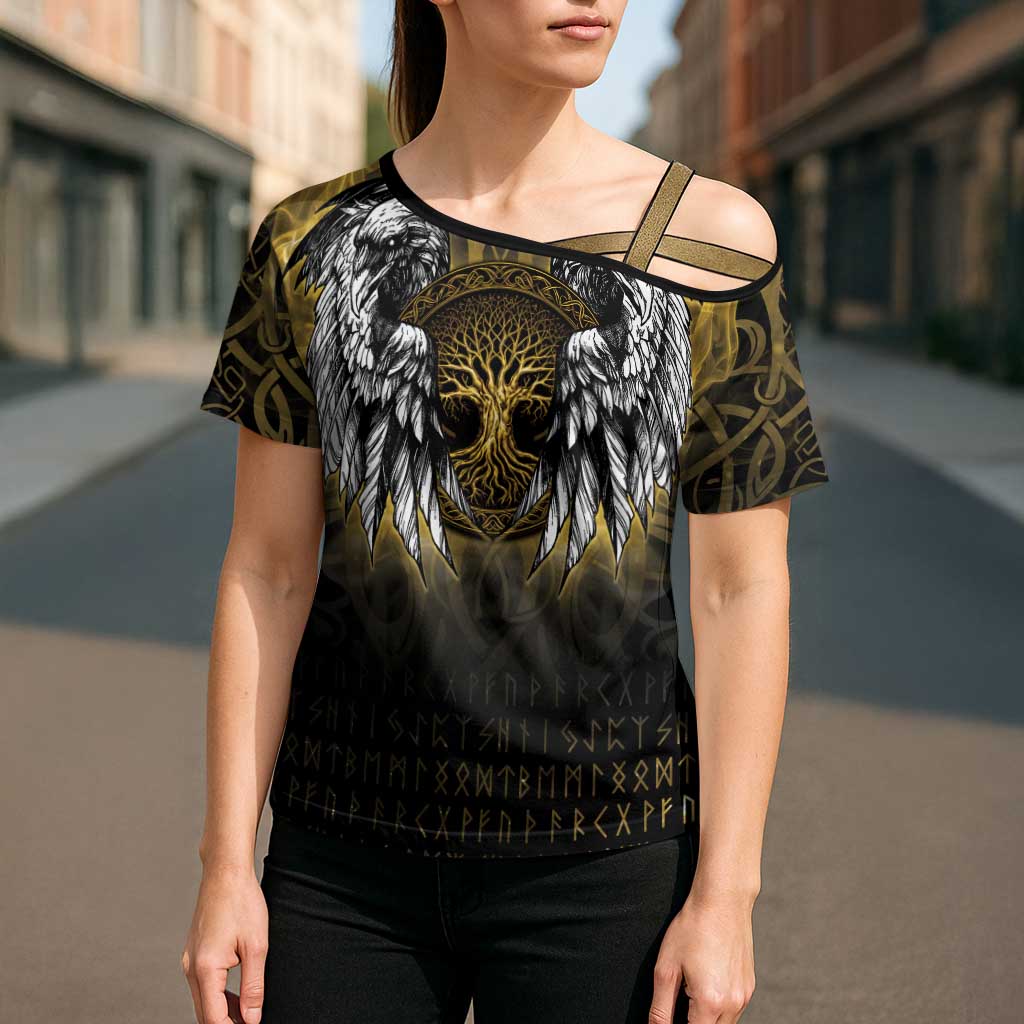 Personalized Cornwall Celtic Chough Cross Shoulder Shirt With Tree Of Life - Wonder Print Shop