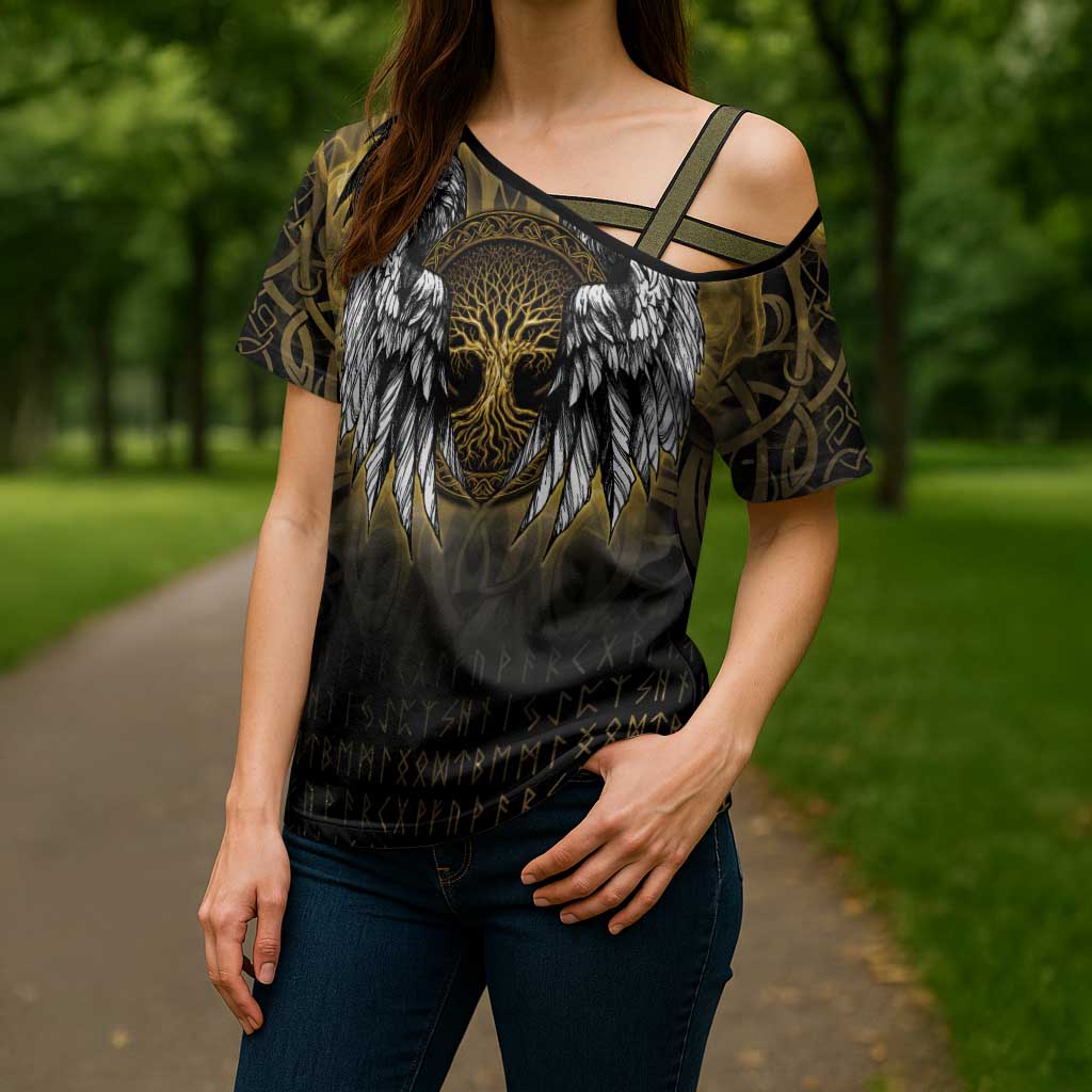 Personalized Cornwall Celtic Chough Cross Shoulder Shirt With Tree Of Life - Wonder Print Shop