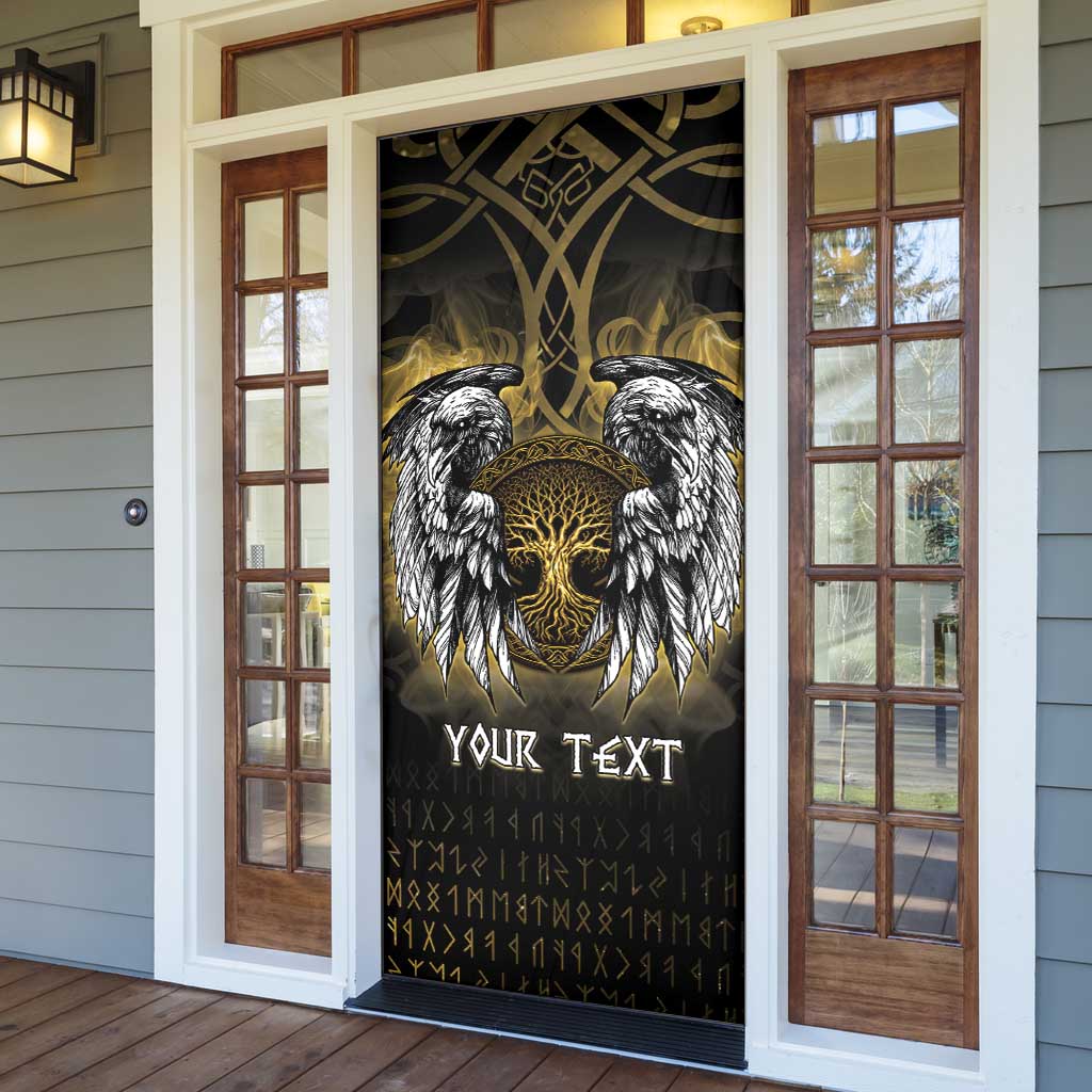 Personalized Cornwall Celtic Chough Door Cover With Tree Of Life - Wonder Print Shop