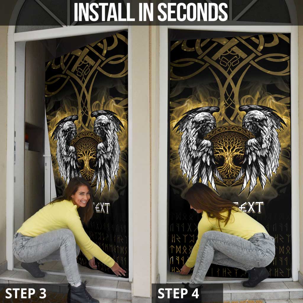 Personalized Cornwall Celtic Chough Door Cover With Tree Of Life - Wonder Print Shop