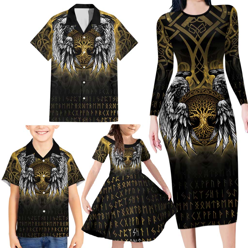 Personalized Cornwall Celtic Chough Family Matching Long Sleeve Bodycon Dress and Hawaiian Shirt With Tree Of Life - Wonder Print Shop
