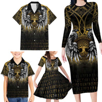 Personalized Cornwall Celtic Chough Family Matching Long Sleeve Bodycon Dress and Hawaiian Shirt With Tree Of Life - Wonder Print Shop