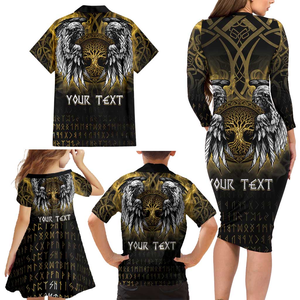 Personalized Cornwall Celtic Chough Family Matching Long Sleeve Bodycon Dress and Hawaiian Shirt With Tree Of Life - Wonder Print Shop