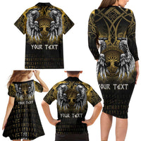 Personalized Cornwall Celtic Chough Family Matching Long Sleeve Bodycon Dress and Hawaiian Shirt With Tree Of Life - Wonder Print Shop