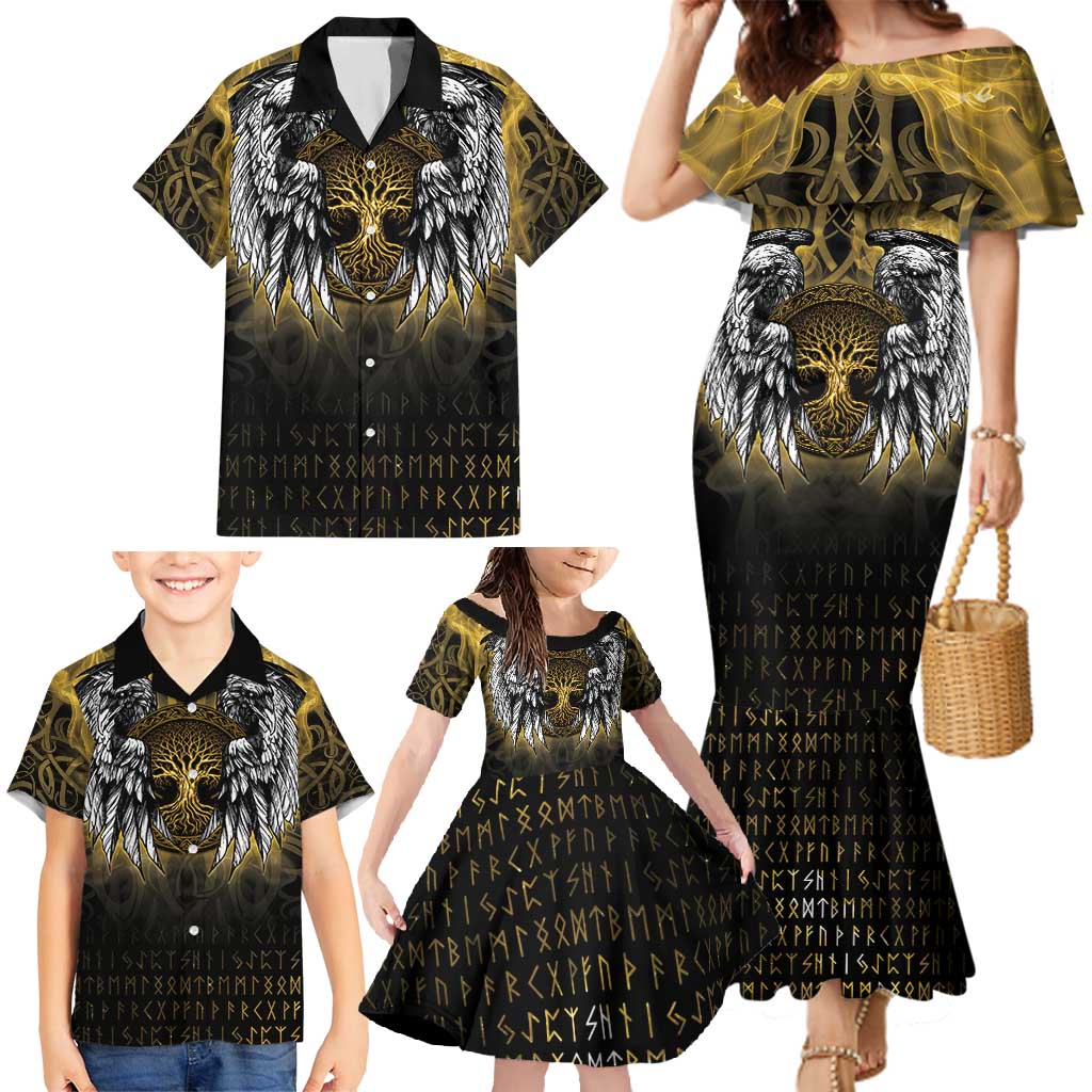 Personalized Cornwall Celtic Chough Family Matching Mermaid Dress and Hawaiian Shirt With Tree Of Life - Wonder Print Shop