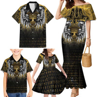 Personalized Cornwall Celtic Chough Family Matching Mermaid Dress and Hawaiian Shirt With Tree Of Life - Wonder Print Shop