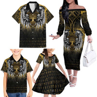 Personalized Cornwall Celtic Chough Family Matching Off The Shoulder Long Sleeve Dress and Hawaiian Shirt With Tree Of Life - Wonder Print Shop