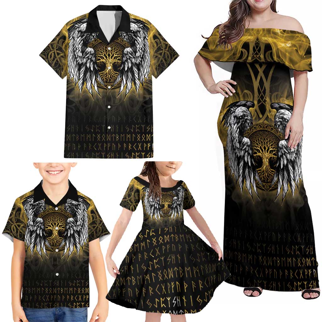 Personalized Cornwall Celtic Chough Family Matching Off Shoulder Maxi Dress and Hawaiian Shirt With Tree Of Life - Wonder Print Shop