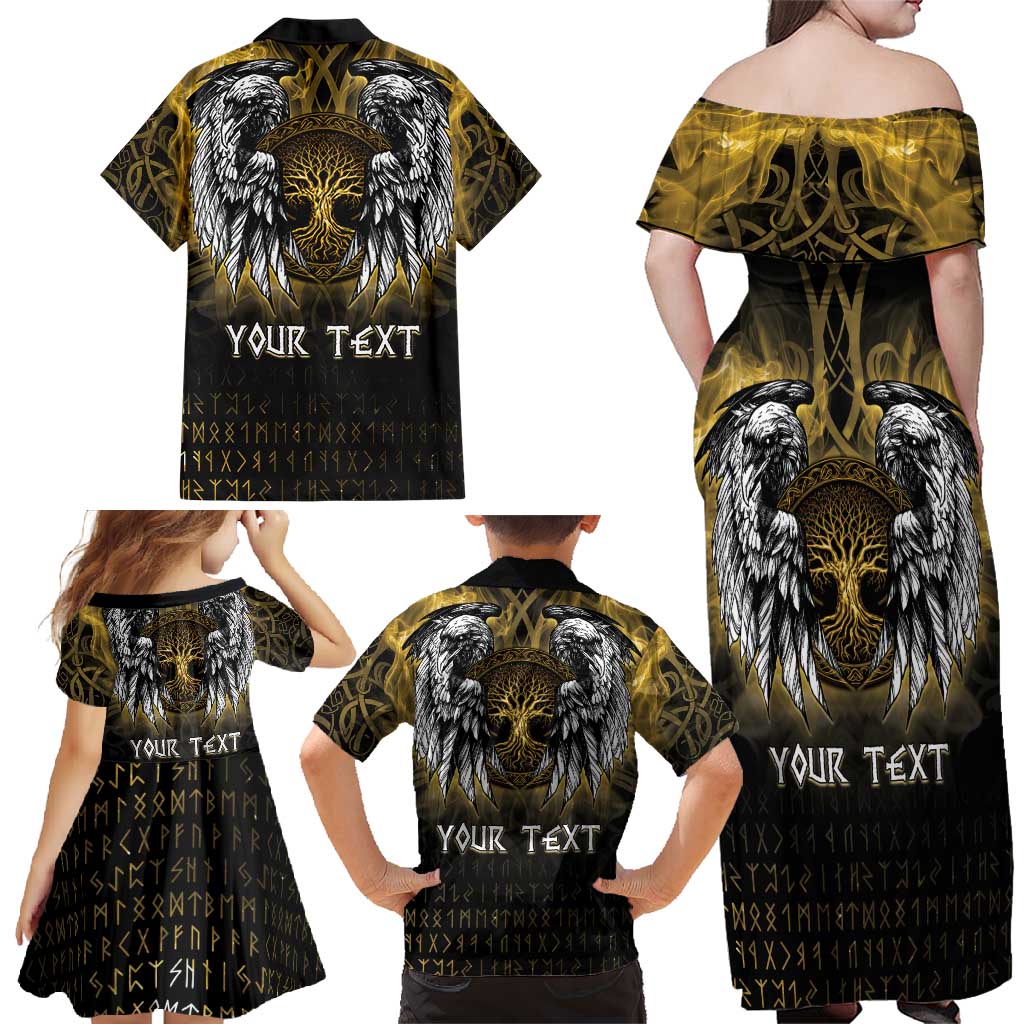 Personalized Cornwall Celtic Chough Family Matching Off Shoulder Maxi Dress and Hawaiian Shirt With Tree Of Life - Wonder Print Shop