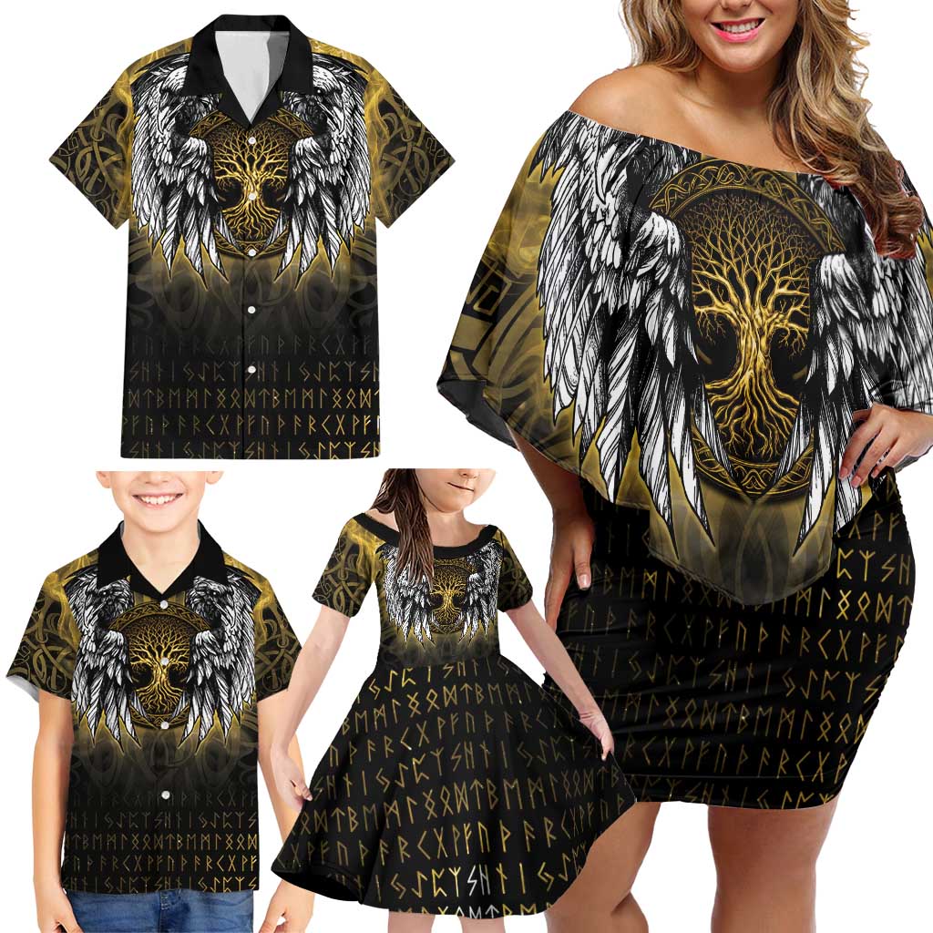 Personalized Cornwall Celtic Chough Family Matching Off Shoulder Short Dress and Hawaiian Shirt With Tree Of Life - Wonder Print Shop