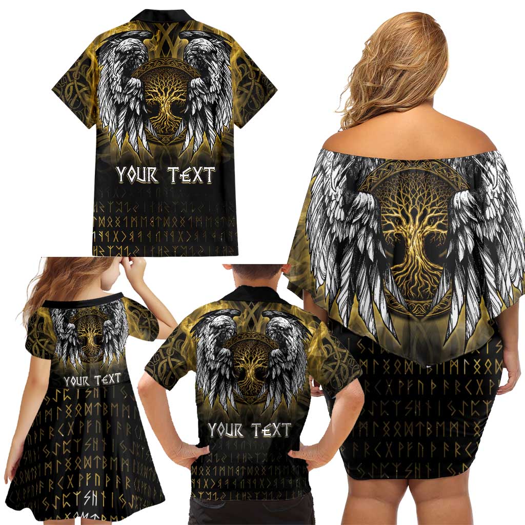 Personalized Cornwall Celtic Chough Family Matching Off Shoulder Short Dress and Hawaiian Shirt With Tree Of Life - Wonder Print Shop